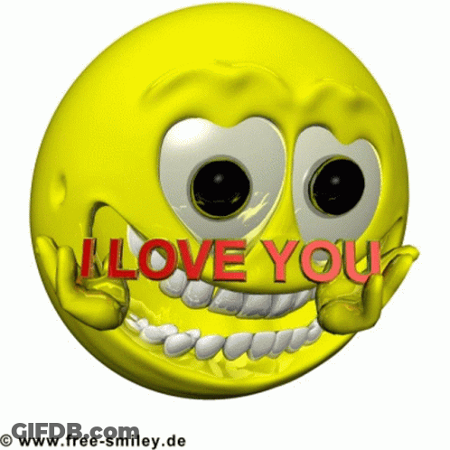A Yellow Smiley Face Says I Love You GIF