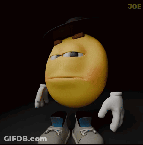 A Yellow Smiley Face Wearing A Hat And Gloves With The Word Joe On The Bottom Right GIF