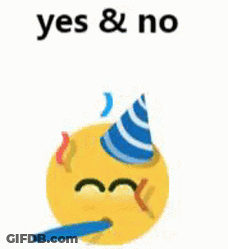A Yellow Smiley Face Wearing A Party Hat And Holding A Blue Party Horn . GIF