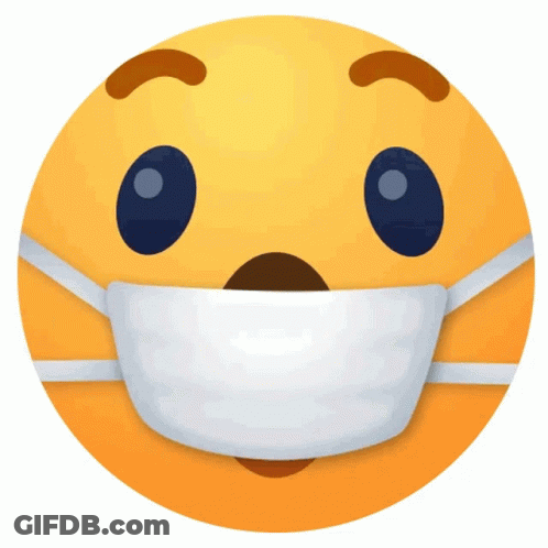 A Yellow Smiley Face Wearing A White Mask On Its Face GIF