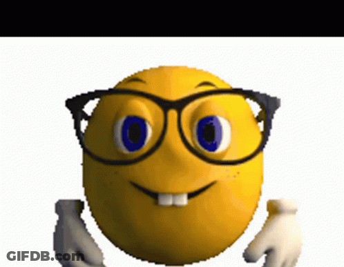 A Yellow Smiley Face Wearing Glasses And A Pair Of Gloves GIF