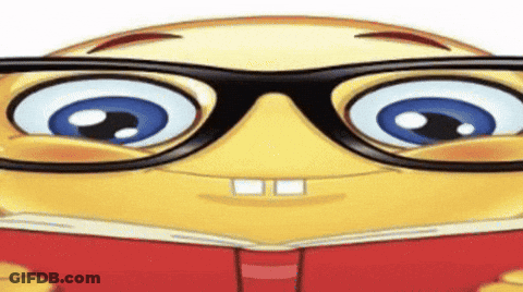 A Yellow Smiley Face Wearing Glasses Is Reading A Book GIF
