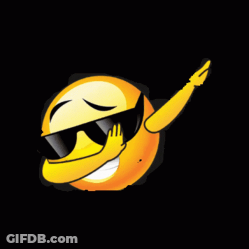 A Yellow Smiley Face Wearing Sunglasses And Making A Dab GIF