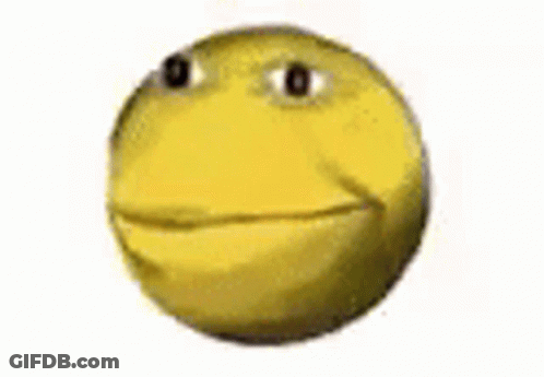 A Yellow Smiley Face With A Black Background And A White Outline Around It . GIF