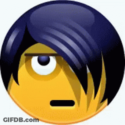 A Yellow Smiley Face With A Blue Haircut GIF