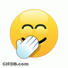 A Yellow Smiley Face With A Hand Covering His Mouth GIF