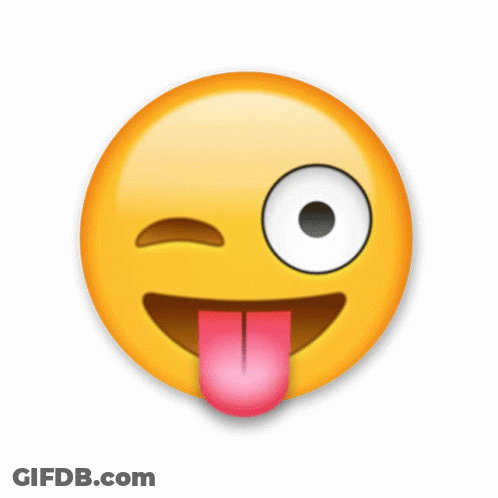 A Yellow Smiley Face With A Pink Tongue Sticking Out Of It GIF