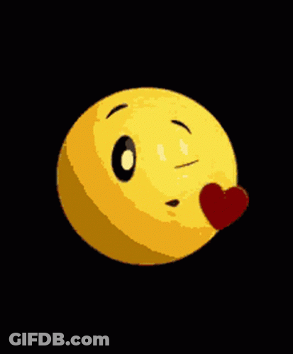 A Yellow Smiley Face With A Red Heart On Its Nose GIF