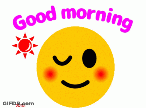 A Yellow Smiley Face With A Red Sun And The Words Good Morning GIF