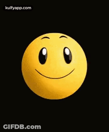 A Yellow Smiley Face With A Smile On It Is On A Black Background . GIF