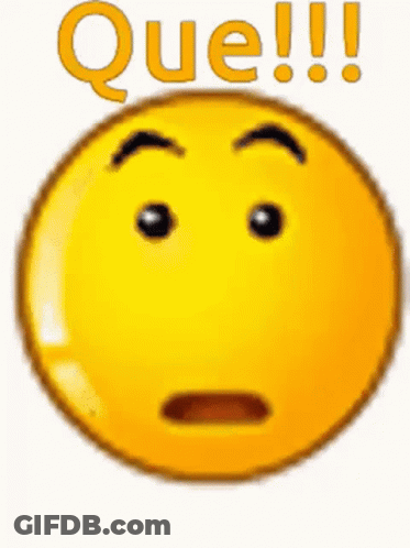 A Yellow Smiley Face With A Surprised Expression And The Word Que Written On It GIF