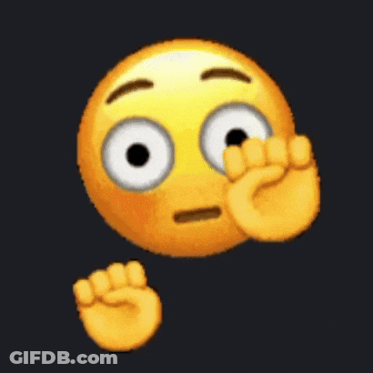 A Yellow Smiley Face With A Surprised Look On Its Face Is Covering Its Mouth With Its Hands . GIF