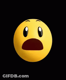 A Yellow Smiley Face With A Surprised Look On Its Face . GIF