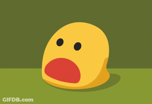 A Yellow Smiley Face With A Tongue Sticking Out On A Green Background GIF