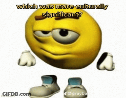 A Yellow Smiley Face With Big Eyes And Arms And Legs Is Standing On A White Background . GIF