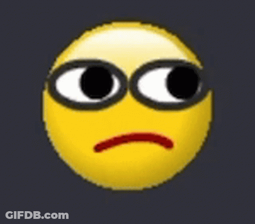A Yellow Smiley Face With Black Eyes And A Red Mouth On A Dark Background . GIF