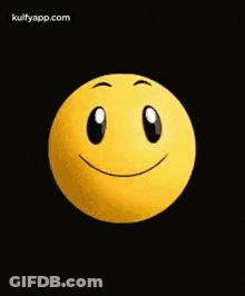 A Yellow Smiley Face With Black Eyes And A Smile On It Is On A Black Background . GIF
