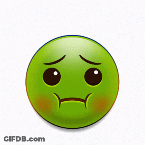A Yellow Smiley Face With Green Liquid Pouring Out Of It GIF