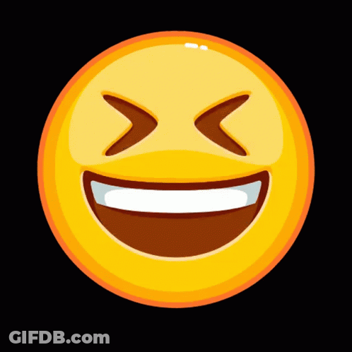 A Yellow Smiley Face With Its Eyes Closed And A Big Smile GIF