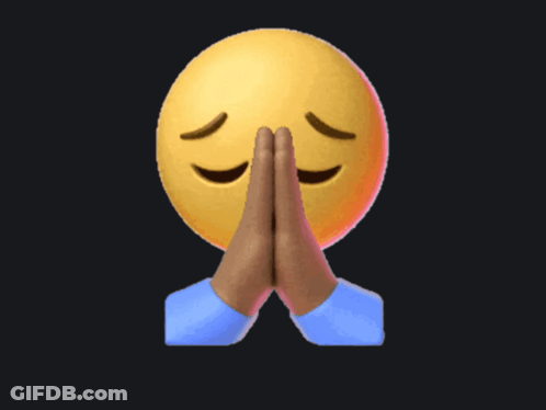 A Yellow Smiley Face With Its Eyes Closed And Its Hands Folded GIF