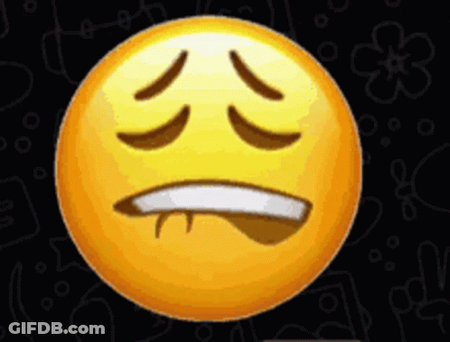 A Yellow Smiley Face With Its Eyes Closed And Its Tongue Sticking Out . GIF