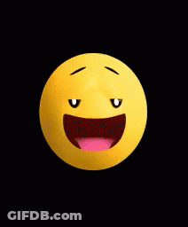 A Yellow Smiley Face With Its Mouth Open And Tongue Sticking Out . GIF