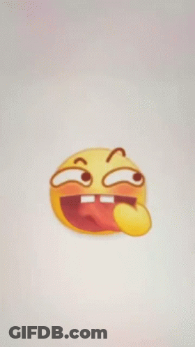 A Yellow Smiley Face With Its Tongue Hanging Out On A White Background GIF