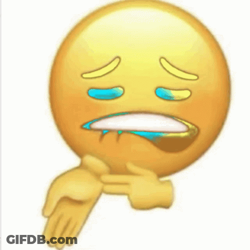 A Yellow Smiley Face With Purple Eyebrows And A Hand Behind It GIF