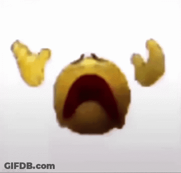 A Yellow Smiley Face With Tears Coming Out Of It 'S Eyes And A Red Mouth . GIF