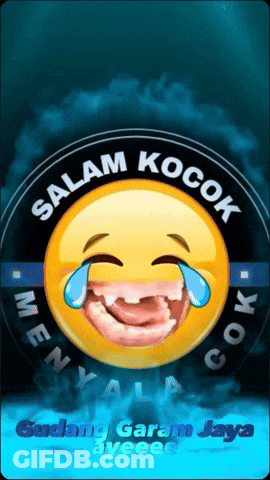 A Yellow Smiley Face With Tears Coming Out Of Its Eyes And The Words Salam Kocok GIF