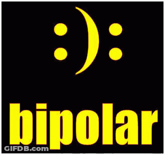 A Yellow Smiley Face With The Word Bipolar Underneath It GIF