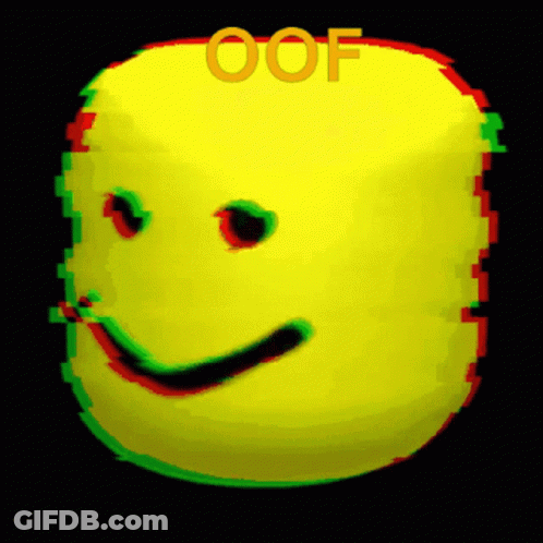 A Yellow Smiley Face With The Word Oof On Top Of It GIF