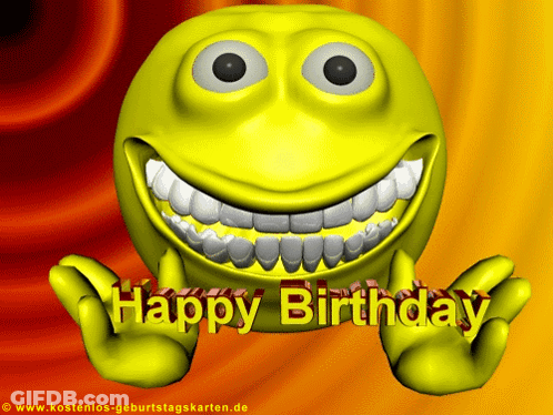 Yellow Smiley Face Happy Birthday GIF