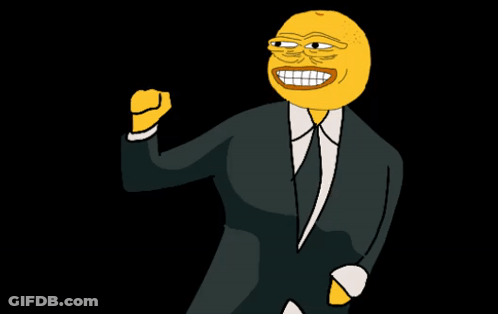 A Yellow Smiley Face With The Words " You Are Fired " Written Below It GIF