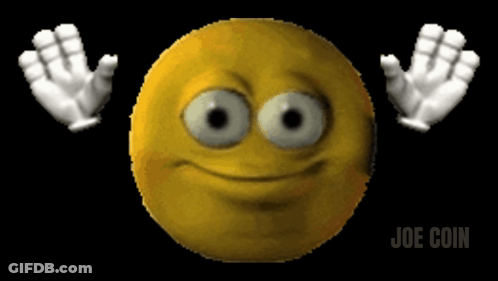 A Yellow Smiley Face With White Eyes Is Surrounded By White Hands GIF