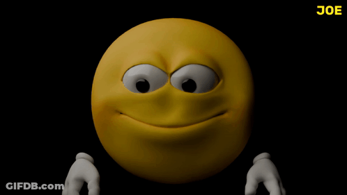 A Yellow Smiley Face With White Hands And The Word Joe On The Bottom Right GIF