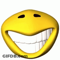 A Yellow Smiley Face With White Teeth And Black Eyes GIF
