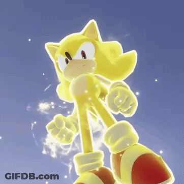 A Yellow Sonic The Hedgehog Is Standing In The Air GIF