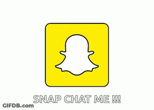 A Yellow Square With A Snapchat Logo And The Words Snap Chat Me !!! Below It GIF