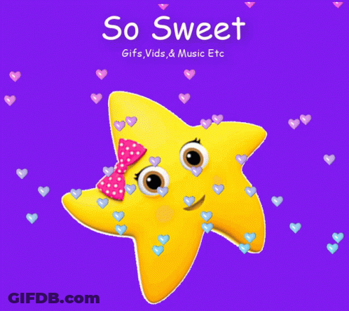 A Yellow Star With A Pink Bow Is Surrounded By Hearts And Says So Sweet GIF