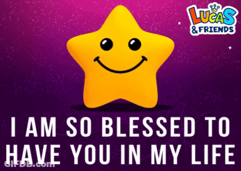 Yellow Smiley Star With Blessings Text GIF