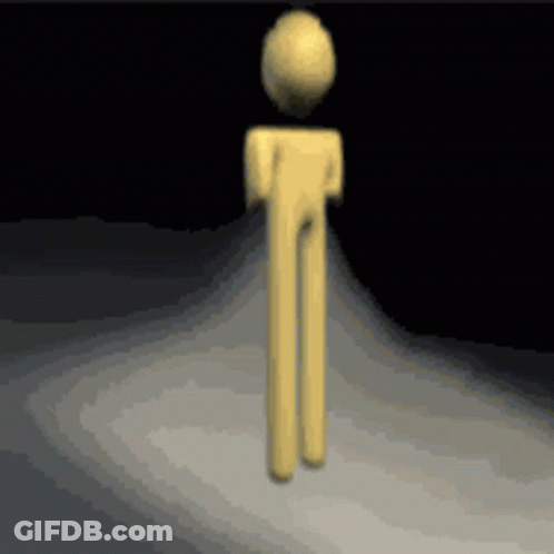 A Yellow Stick Figure With A Ball On Top Of It 'S Head GIF