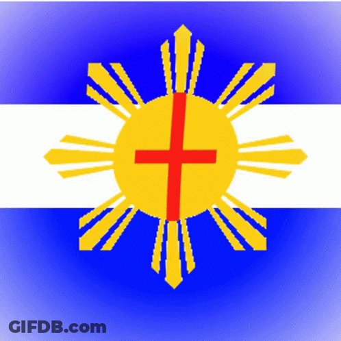 A Yellow Sun With A Red Cross In The Middle GIF