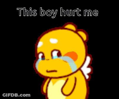 A Yellow Teddy Bear Is Crying And Holding A Broken Heart With The Words This Boy Hurt Me Written Above It GIF