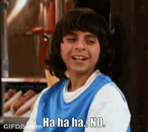 A Young Boy In A Blue Shirt Says Ha Ha Ha No GIF