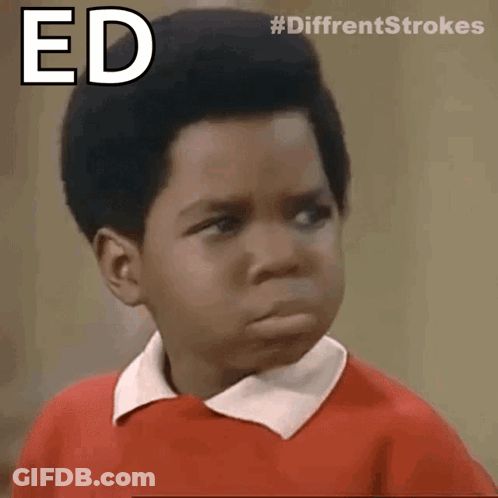 Boy Making Face With Ed Above In Red Shirt GIF