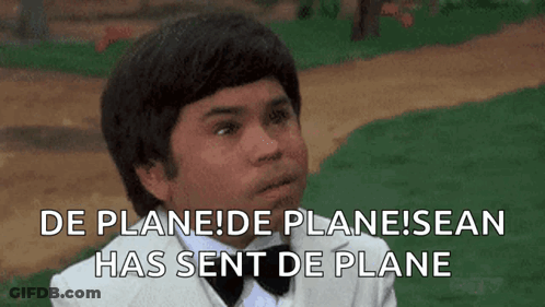 A Young Boy In A Tuxedo And Bow Tie Says De Plane De Plane Sean Has Sent De Plane . GIF