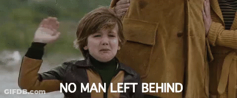 A Young Boy Is Crying While Standing Next To A Woman And Waving . GIF