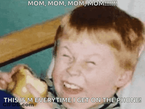 A Young Boy Is Holding A Banana And Making A Funny Face With The Caption Mom Mom Mom Mom GIF