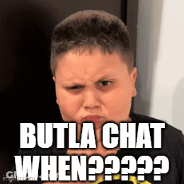 A Young Boy Is Making A Funny Face With The Caption Butla Chat When ? GIF